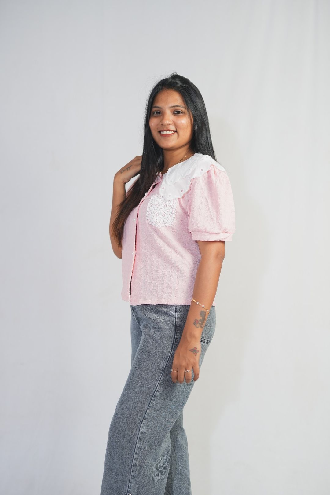 Blush Pink Peter Pan Collar Top