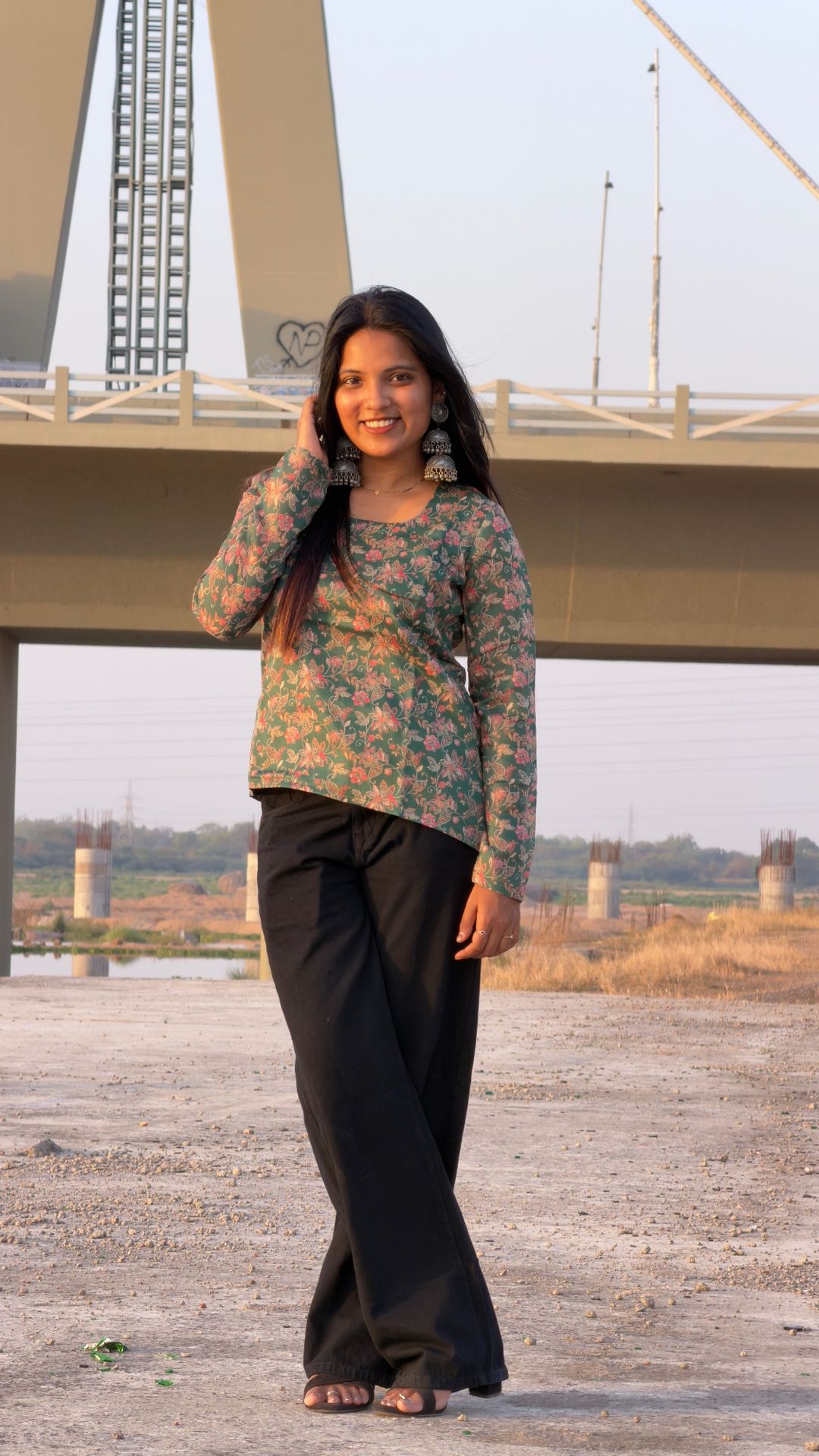 Hiru Elegance Premium Green Designed Full Sleeve Short Kurti