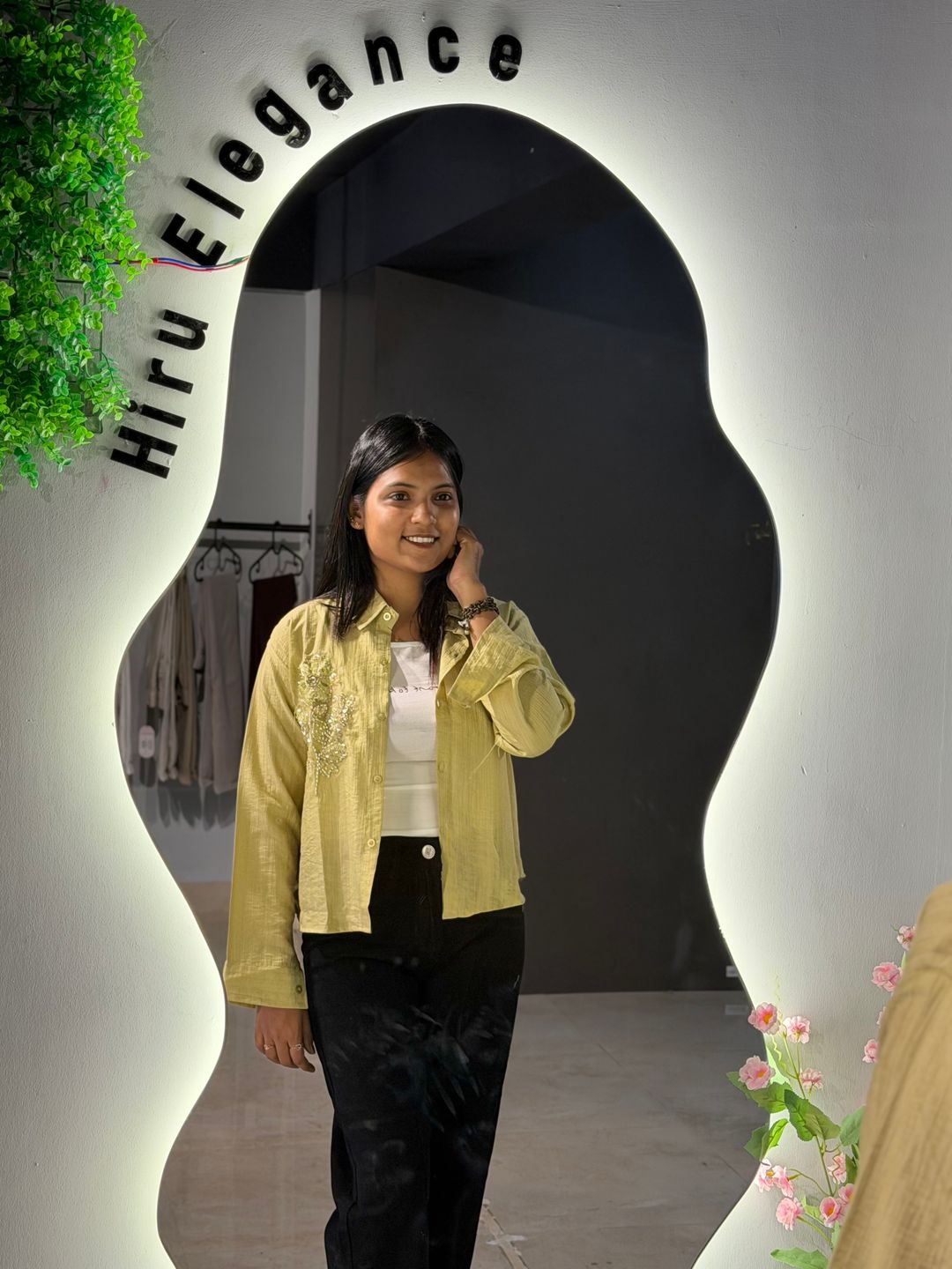 Embroidered Crop Shirt with Inner