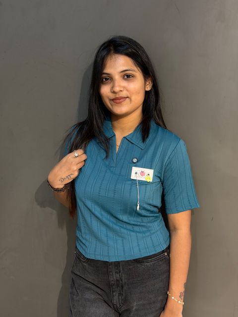 Ribbed Polo T-Shirt for Women