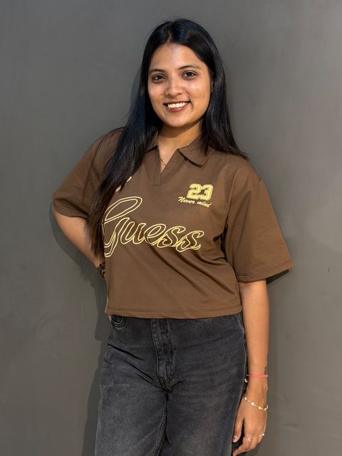 Street Style Brown Collar Top