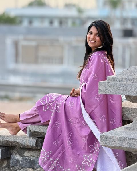 Women Purple Regular Kurta With Trouser&Dupatta