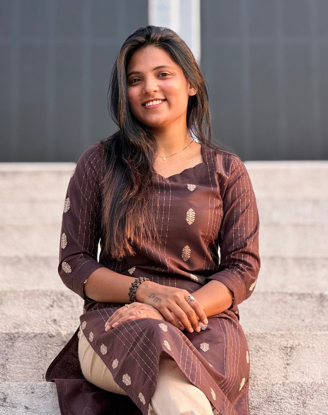 Women Raw Silk Brown Kurta With Pant
