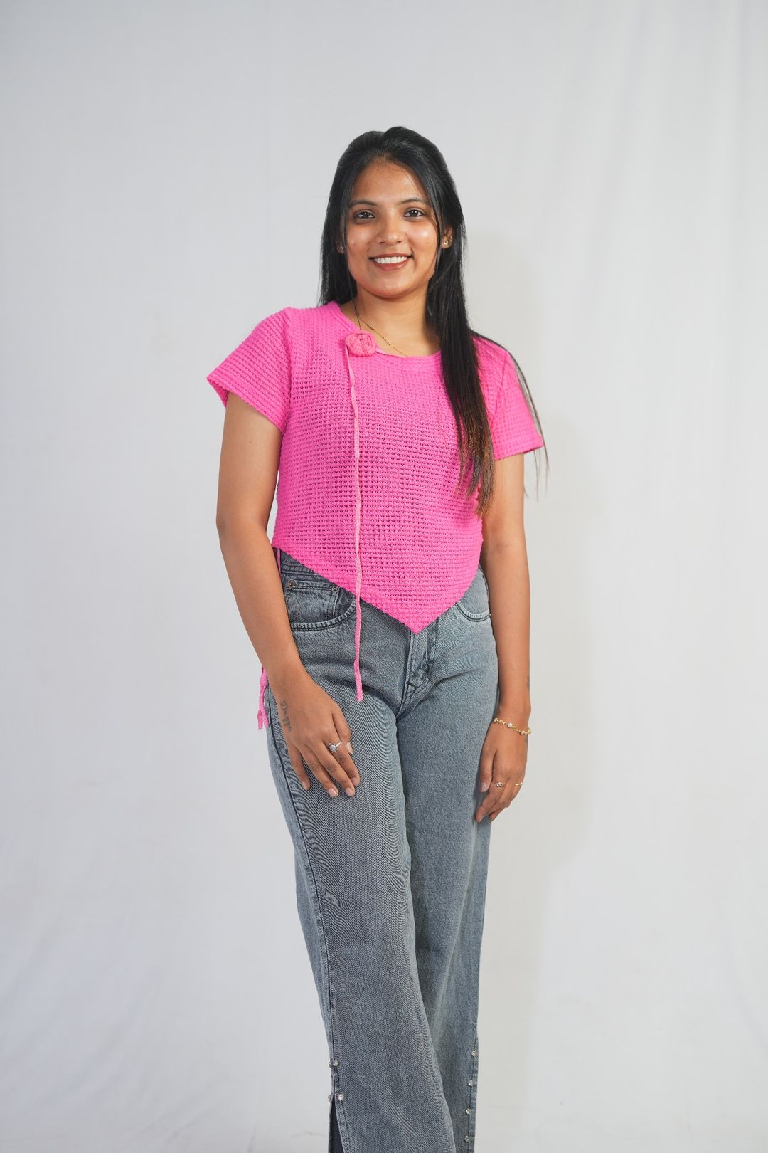 Women's Crochet Top With Neck Flower